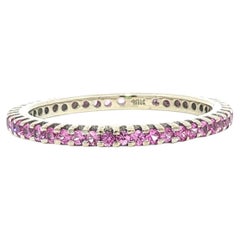 18k White Gold Bright Pink Sapphire 1.8mm Eternity Stackable Band Ring