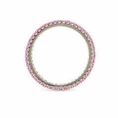 18k White Gold Bright Pink Sapphire 1.8mm Eternity Stackable Band Ring