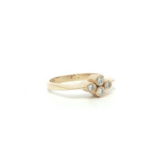14k Yellow Gold 4 Round Diamond Petite Dainty Neat Bezel Cluster Ring