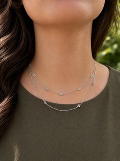Vintage Platinum & Palladium Bezel Diamond Cluster 36" Long Chain Necklace