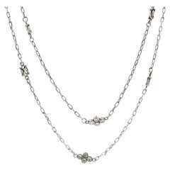 Vintage Platinum & Palladium Bezel Diamond Cluster 36" Long Chain Necklace