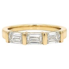 New 18k Yellow Gold GIA 1.08ctw Diamond Bar Channel Set East West Band Ring