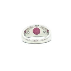 Platinum GIA 3.38ctw Rare No Heat Bezel Cat's Eye Ruby Diamond Gypsy Band Ring