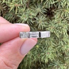 New Platinum GIA 1.10ctw D VVS Bar Channel Set Diamond East West Band Ring