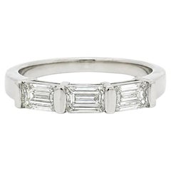 New Platinum GIA 1.10ctw D VVS Bar Channel Set Diamond East West Band Ring
