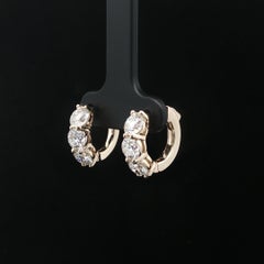14k Yellow Gold GIA 2.75ctw I SI1 Round Diamond Push Clasp Huggies Hoop Earrings