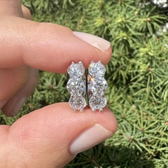 14k White Gold GIA 2.76ctw D VS2 Round Diamond Push Clasp Huggies Hoop Earrings