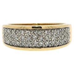 14k Yellow Gold 0.30ctw Single Cut Pave Diamond 3 Row Dainty Band Ring