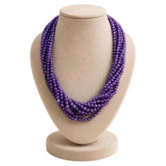 Collar «Torsad» de amatista morada de 20", de varios hilos, con cierre de oro amarillo