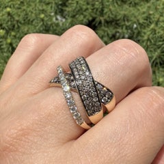 LeVian 14k Gold 2.5ctw Chocolate & White Diamond Crossover Stack Look Band Ring