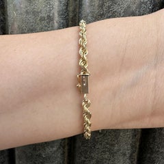 Classic 14k Solid Yellow Gold 4mm Rope Chain Link Bracelet w/ Push Clasp