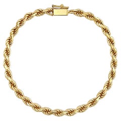 Bracciale classico in oro giallo massiccio 14k con maglie a corda da 4 mm e chiusura a pressione