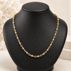 14k Yellow Gold Unique Textured & Open Oval Link 23" Long Charm Chain Necklace
