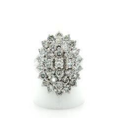 Large Substantial 14k White Gold 5.60ctw Fiery Brilliant Diamond Cluster Ring