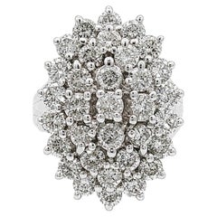 Large Substantial 14k White Gold 5.60ctw Fiery Brilliant Diamond Cluster Ring