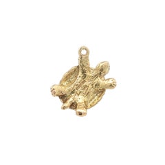 Vintage English Collectible 9k Yellow Gold Detailed Turtle Charm Pendant