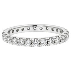 Platinum 1ctw Pave Fiery Diamond Eternity Wedding Stack Band Ring