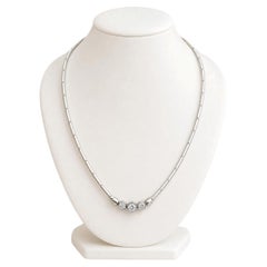 14k Gold 1ctw 3 Bezel Diamond Rounded Polished Articulated Link Collar Necklace