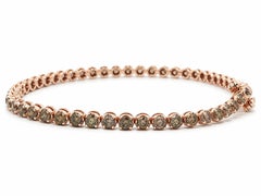 14k Rose Gold 2.4ctw Natural Brown Diamond Illusion Set Line Tennis Bracelet
