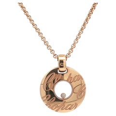 Chopard Chopardissimo 18k Rose Gold Floating Diamond Disk Pendant Necklace