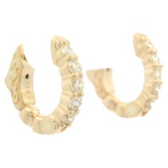 New 14k Gold .40ctw Diamond Petite Fancy Huggie Hoop Earrings w/ Push Clasp