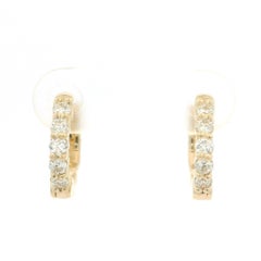 New 14k Gold .40ctw Diamond Petite Fancy Huggie Hoop Earrings w/ Push Clasp
