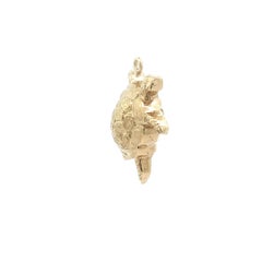 Collectible 14k Yellow Gold Puffed Detailed Grand Cayman Turtle Charm Pendant