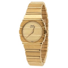 Vintage Piaget Polo 24 mm Quarzuhr aus 18 Karat Gelbgold mit Armband, Ref. 861C701