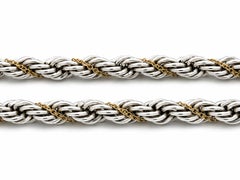 Vintage Tiffany & Co. St. Silver 18K Yellow Gold Braided Rope Chain Bracelet