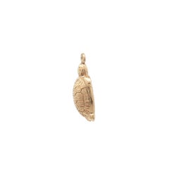 Vintage 14k Yellow Gold Petite Detailed Puffed Turtle Charm Pendant