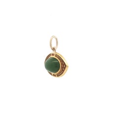 Vintage Yellow Gold Oval Cabochon Jade Textured Work Eye Charm Pendant