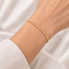 14k Yellow Gold Dainty Beads Balls on a Silk Rope String Adjustable Bracelet