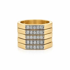 Sterling Silver Gold Plated Cubic Zirconia Matte Finish 5 Stack Bands Rings