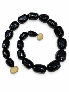 Graduated Freeform Black Bamboo Coral Bead Strand Necklace w/ Magnetic Clasp