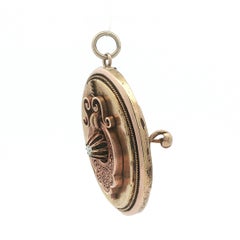 Antique Victorian Solid Gold Diamond Pierced Scroll Work Mourning Pendant Brooch