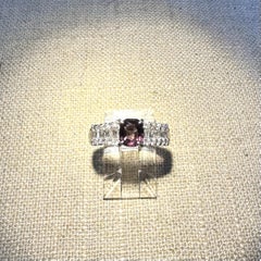 Platinum 1.6ctw GIA Color Change Spessartine Garnet w/ Diamond Sides Ring