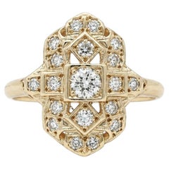 Antique Art Deco 14k Yellow Gold 0.50ctw Fiery Old Cut Diamond Dinner Ring