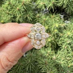 Antique Art Deco 14k Yellow Gold 0.50ctw Fiery Old Cut Diamond Dinner Ring