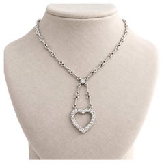 Tiffany & Co. Platinum .60ct Diamond Heart Lariat Pendant Twisted Chain Necklace