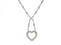 Tiffany & Co. Platinum .60ct Diamond Heart Lariat Pendant Twisted Chain Necklace