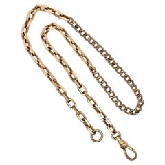 Vintage Gold Filled 16" Faceted Beveled Cable w/ Curb Link Watch Chain Necklace