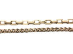 Vintage Gold Filled 16" Faceted Beveled Cable w/ Curb Link Watch Chain Necklace
