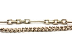 Victorian Gold Filled 17" Milgrain Etched Boxy Cable & Curb Link Watch Chain