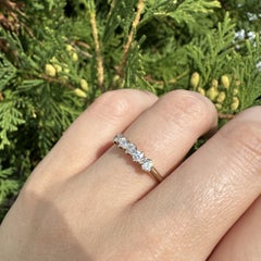 Antique Victorian Yellow Gold .48ctw Old European Cut Diamond 5 Stone Band Ring