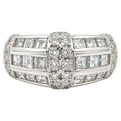 Vintage Platinum 1.95ctw Pave & Channel Set Carre Cut Diamond Wide Band Ring