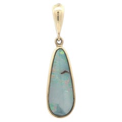 18k Yellow Gold Elongated Teardrop Bezel Set Boulder Opal Charm Pendant