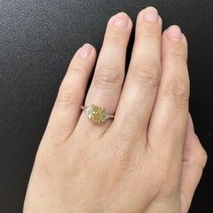 Gold & Platinum 2.64ctw GIA Fancy Yellow Diamond Cadillac Shield Cut Sides Ring