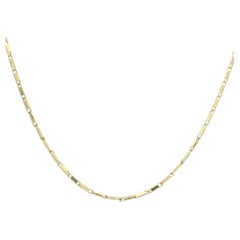 New Antique Style 18k Yellow Gold 16" Flat Faceted Link Chain Necklace
