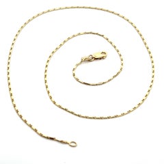 New Antique Style 18k Yellow Gold 16" Flat Faceted Link Chain Necklace