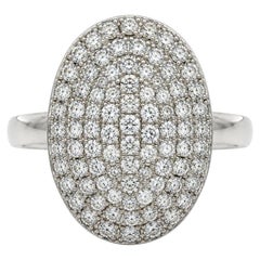 18k White Gold 1.02ctw Pave Diamond Covered Oval Domed Ring